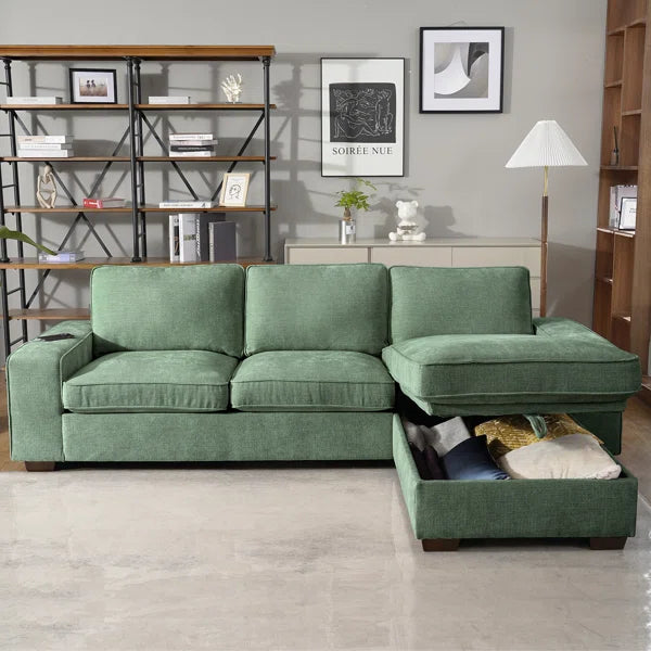 L-Shape Convertible Sectional Couches Sofas with Storage Chaise