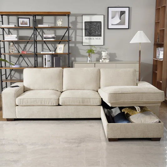 L-Shape Convertible Sectional Couches Sofas with Storage Chaise