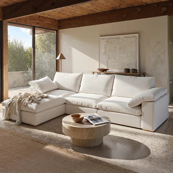 L Shaped Sectional Couches,Deep 3-Seat with Ottoman