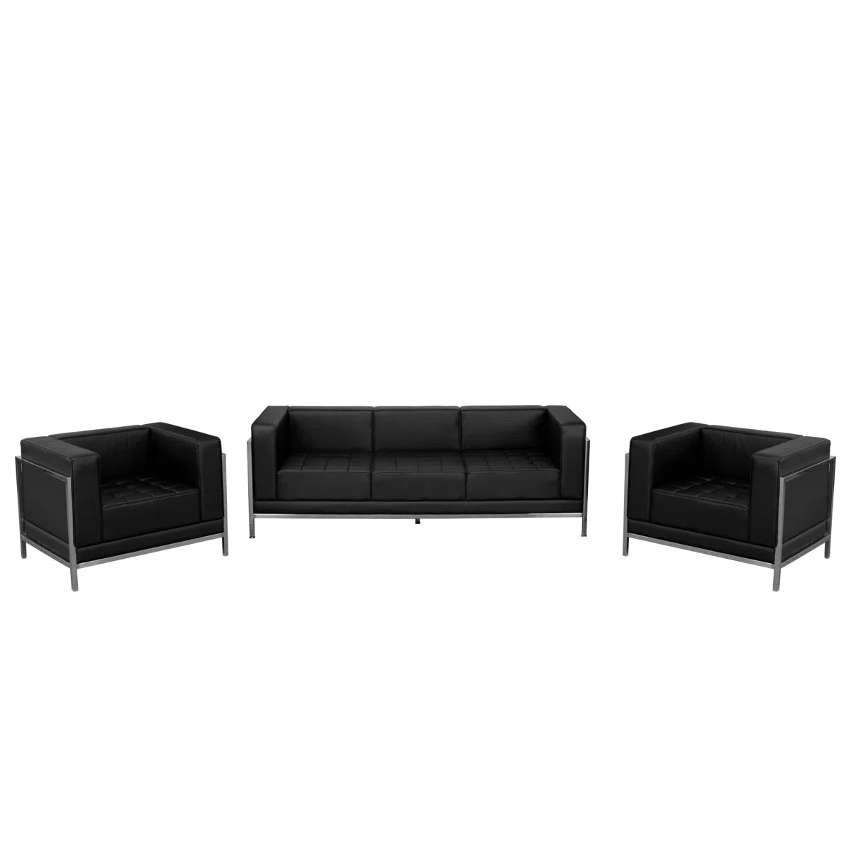 LeatherSoft Modular Sofa & Chair Set with Taut Back and Seat