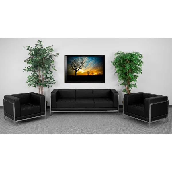 LeatherSoft Modular Sofa & Chair Set with Taut Back and Seat