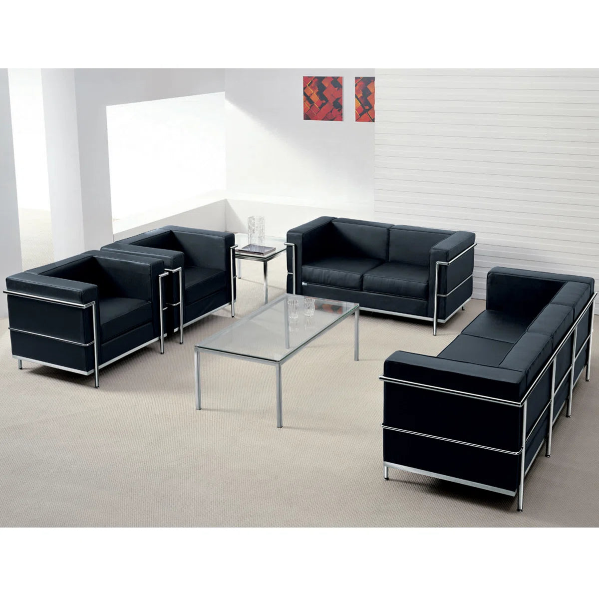 LeatherSoft Sofa with Double Bar Encasing Frame