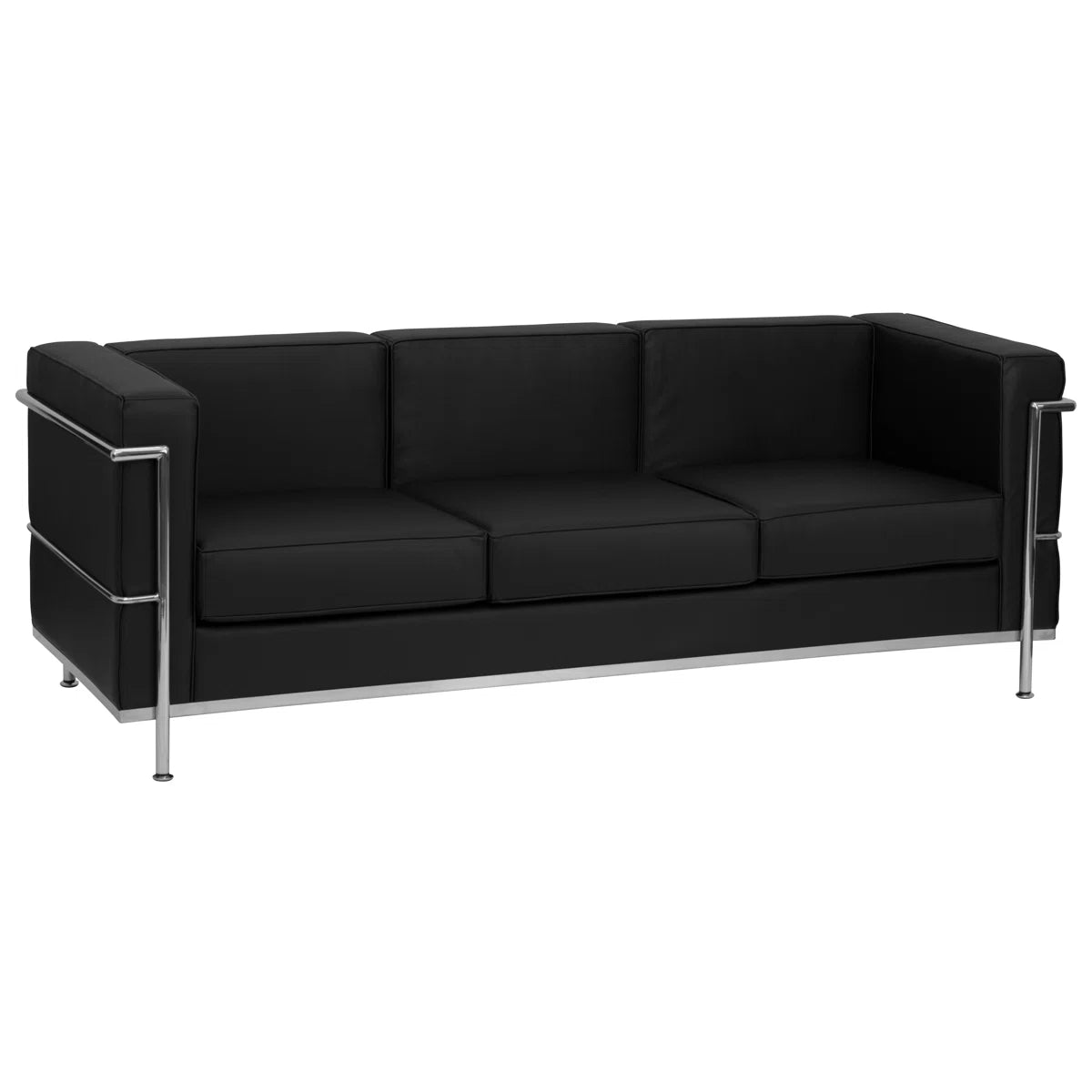 LeatherSoft Sofa with Double Bar Encasing Frame