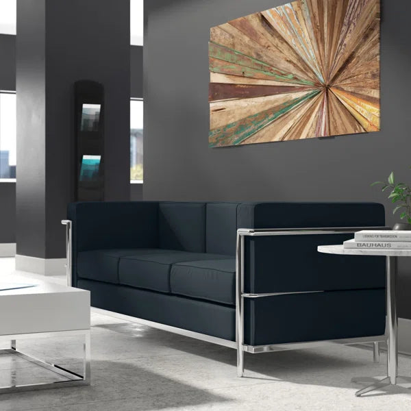 LeatherSoft Sofa with Double Bar Encasing Frame