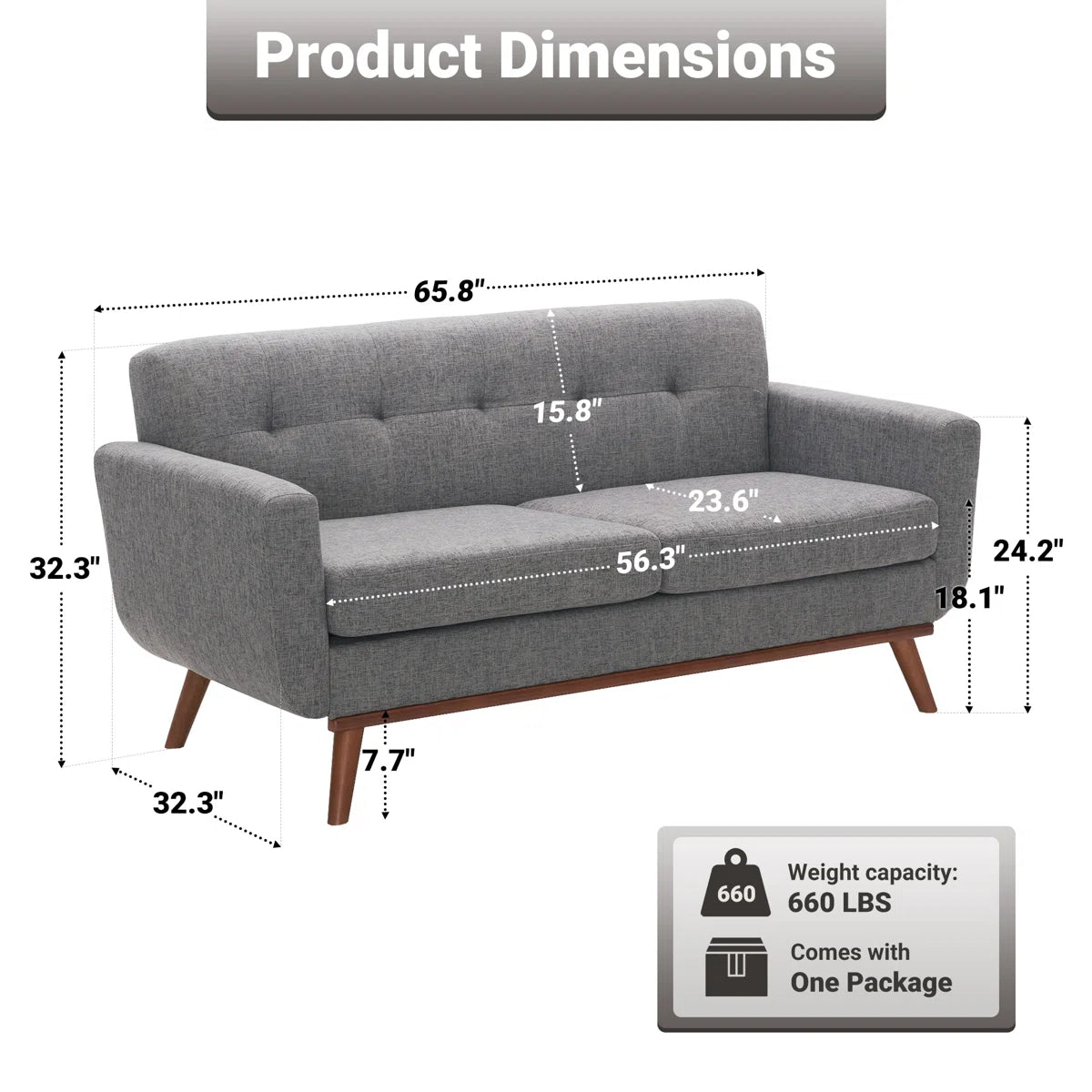 Loveseat With Ottoman Tufted Upholstered Living Room Set