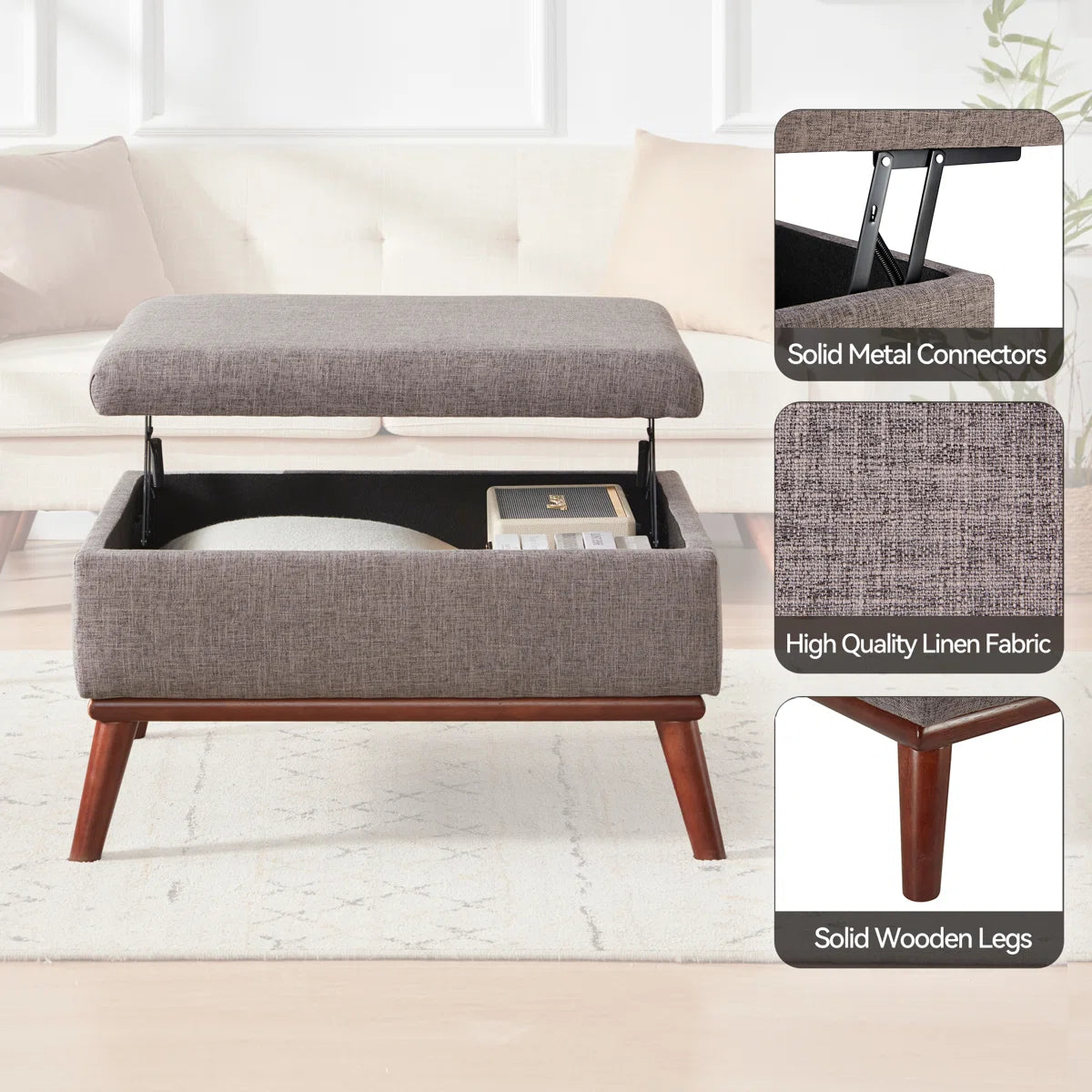 Loveseat With Ottoman Tufted Upholstered Living Room Set