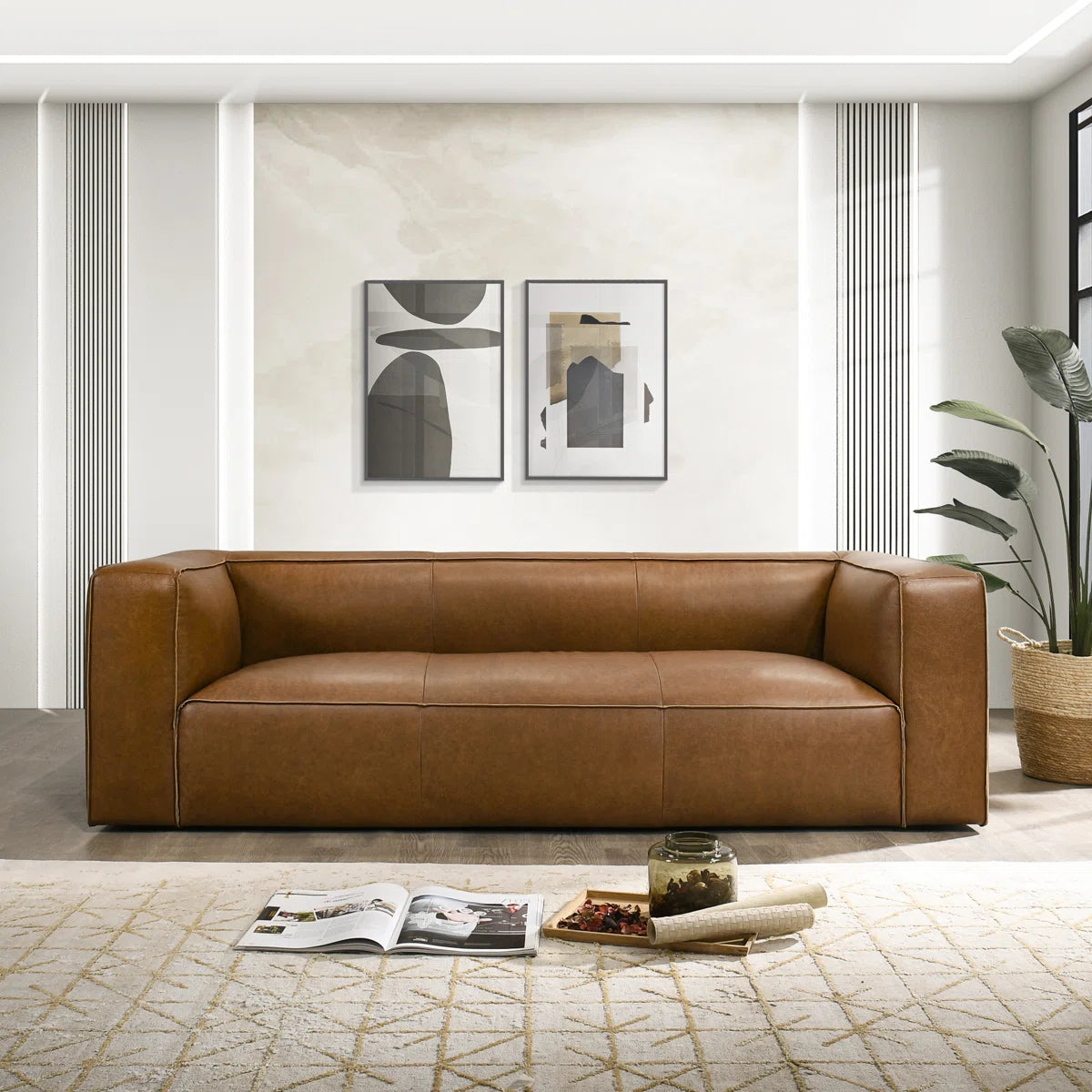 Modern Luxury Genuine Leatherette Comfy Sofa Couch