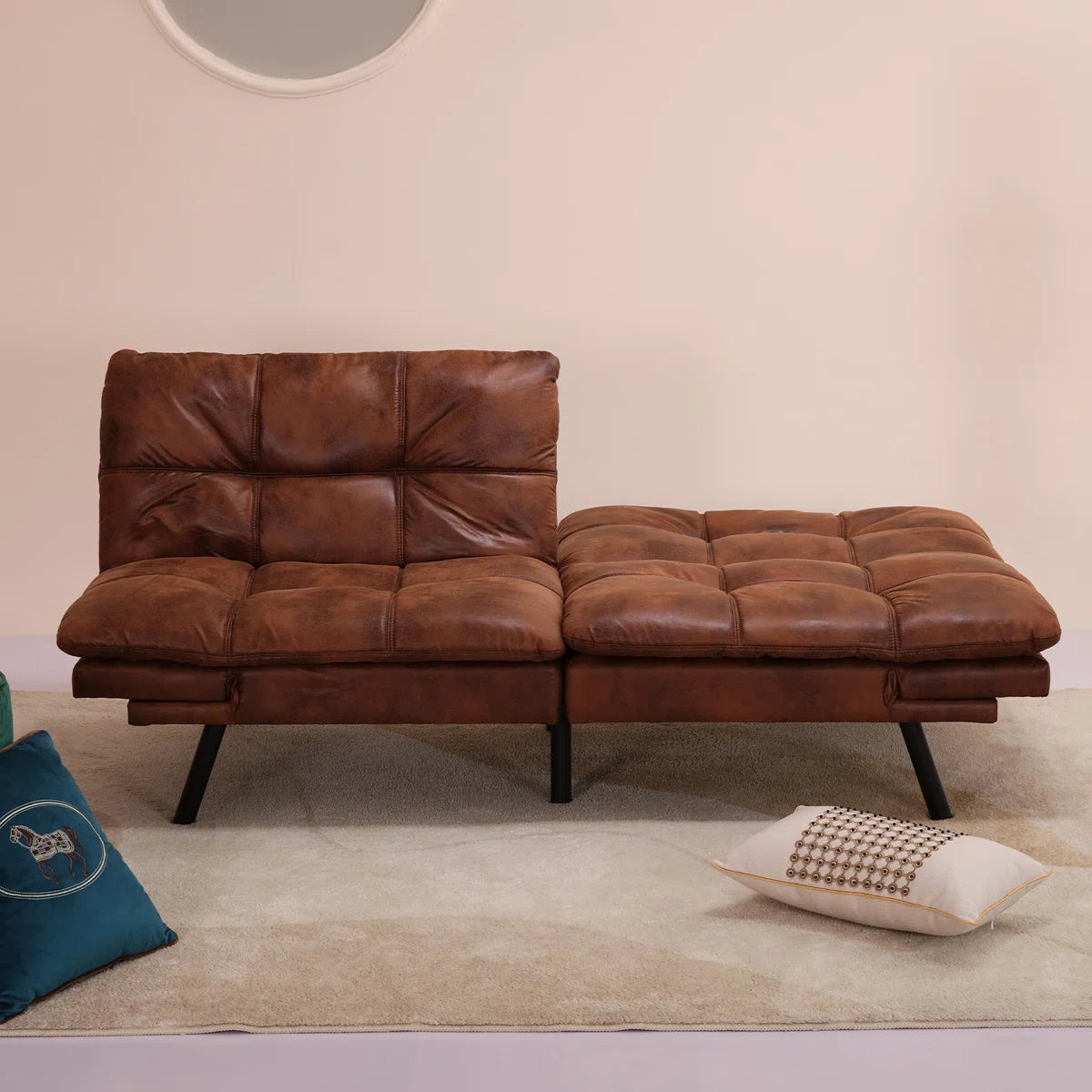 Modern Leather Convertible Futon