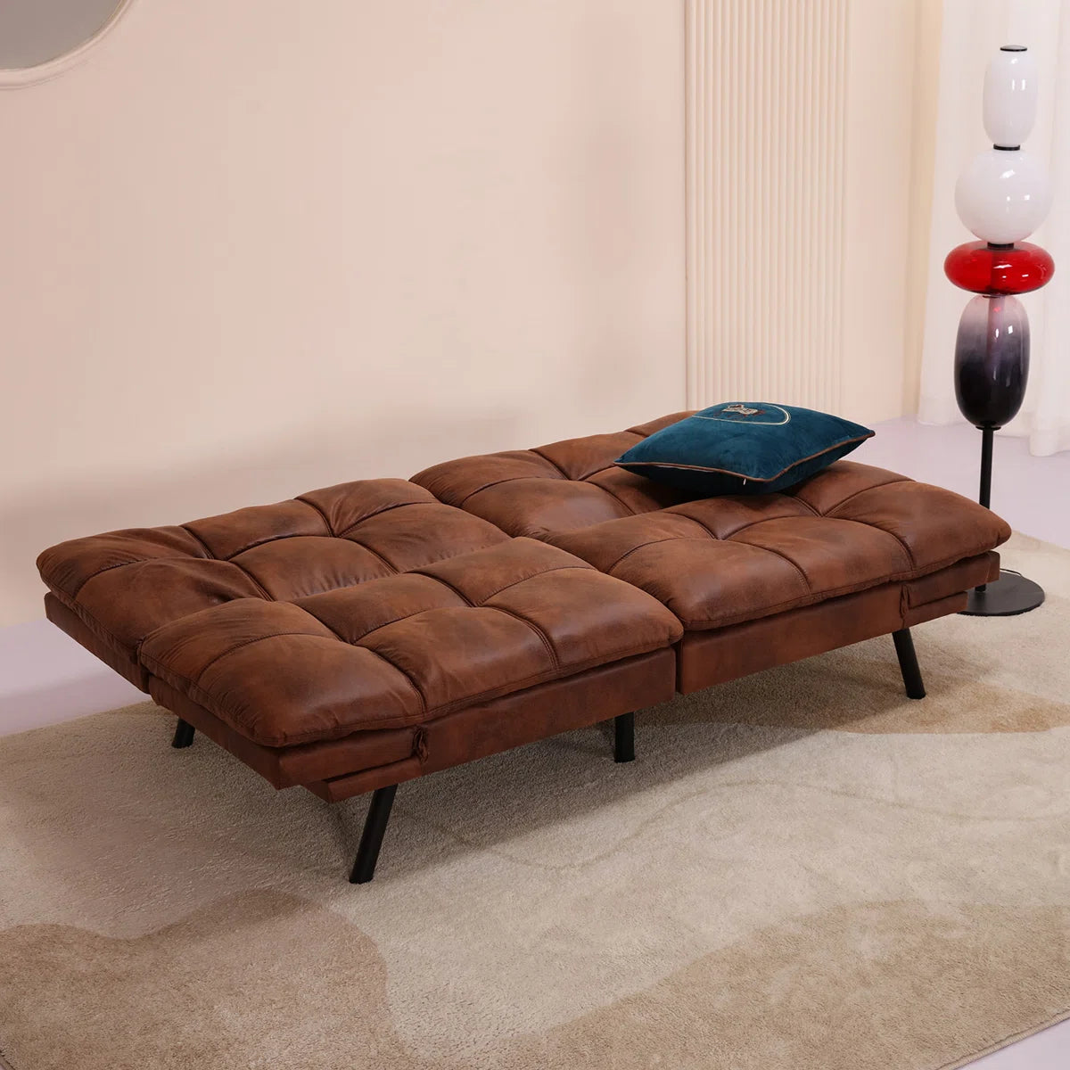 Modern Leather Convertible Futon