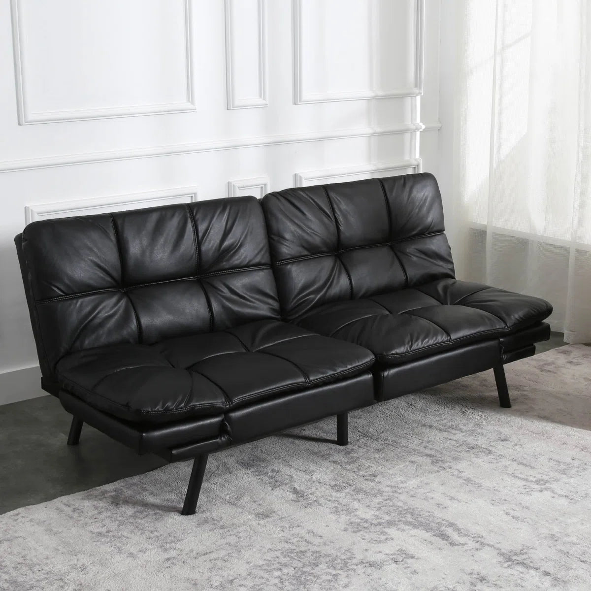 Modern Leather Convertible Futon
