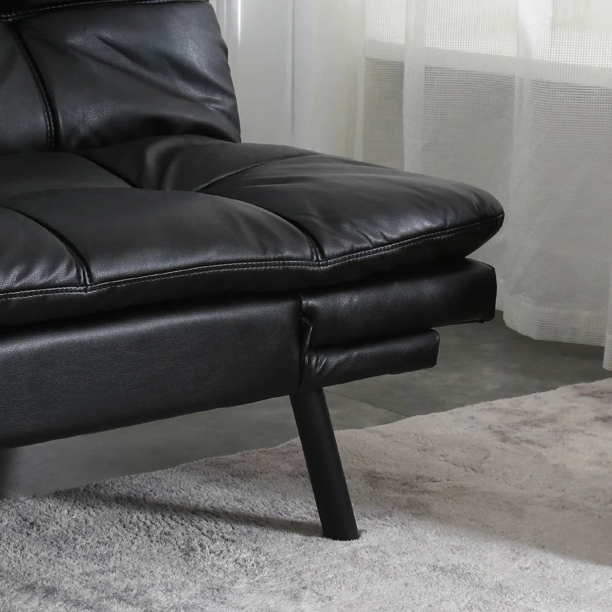 Modern Leather Convertible Futon