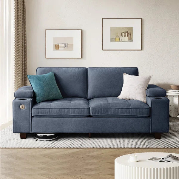 Luxury Deep Seat Chenille Upholstered Sofas Couches With Solid Wood Frame, Hidden Storage