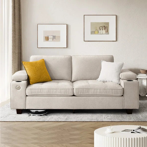 Luxury Deep Seat Chenille Upholstered Sofas Couches With Solid Wood Frame, Hidden Storage