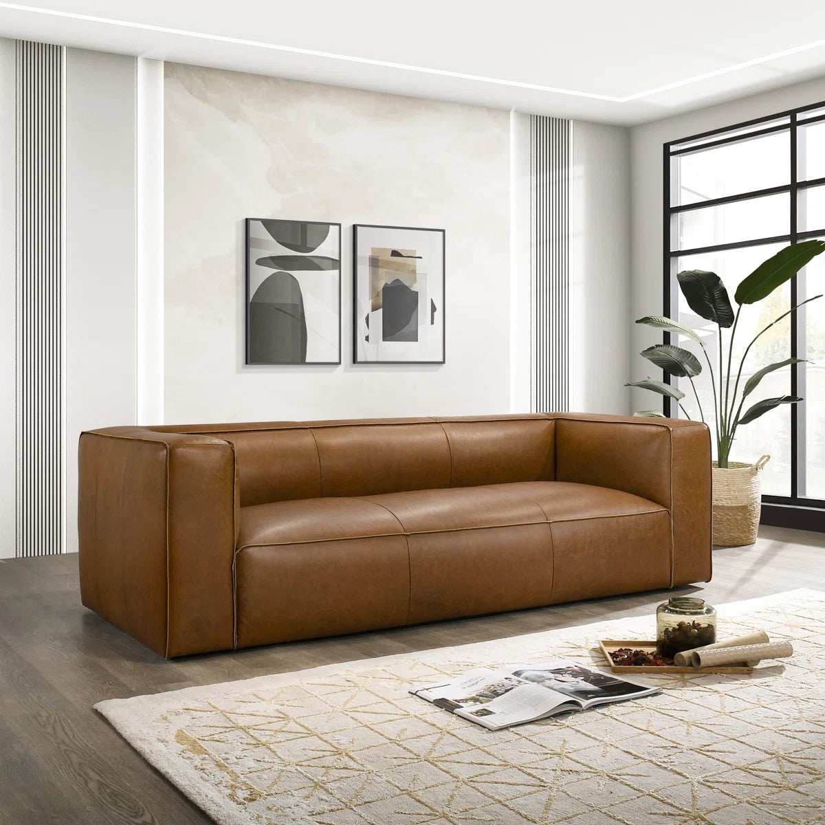 Modern Luxury Genuine Leatherette Comfy Sofa Couch