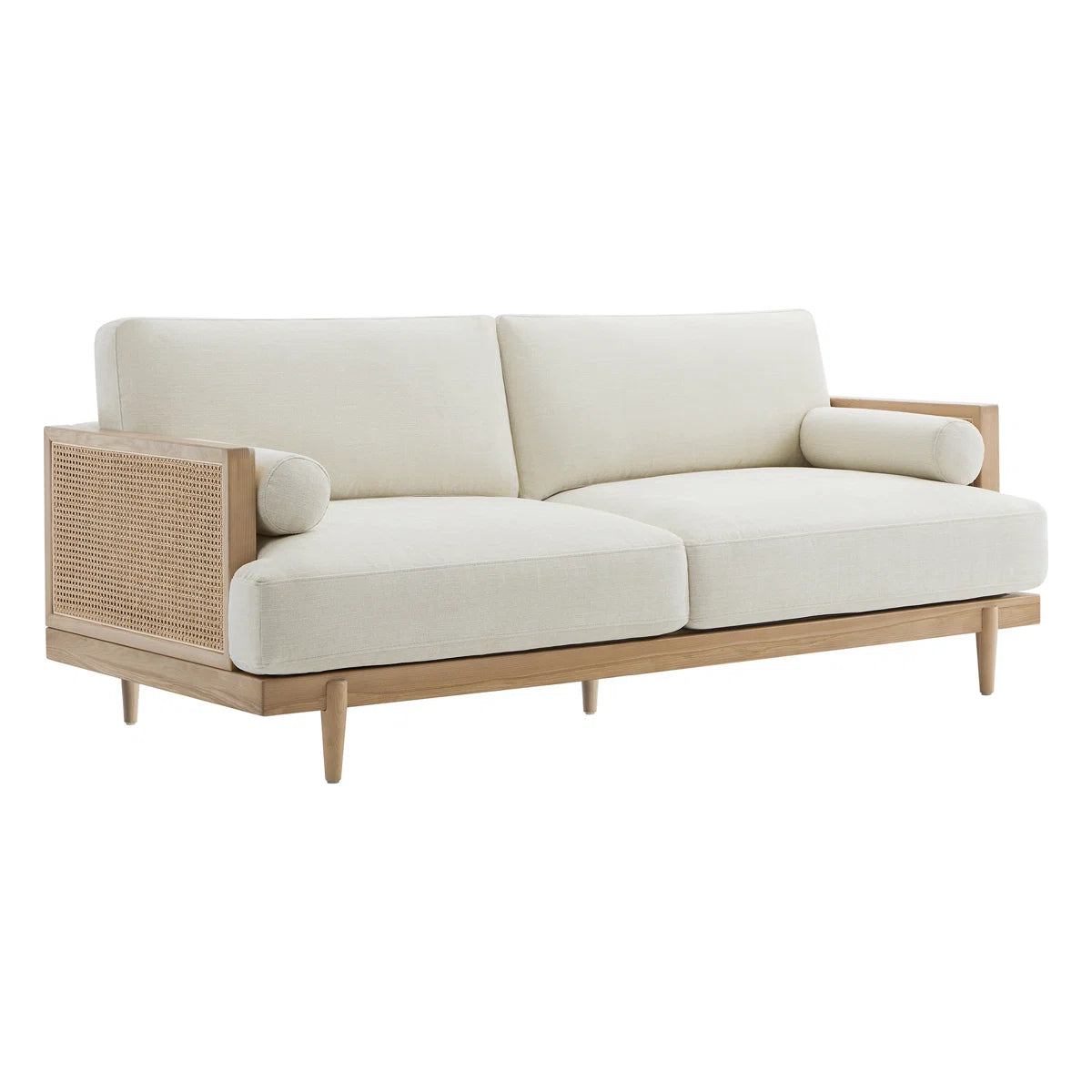 Natural Cane Upholstered Sofa