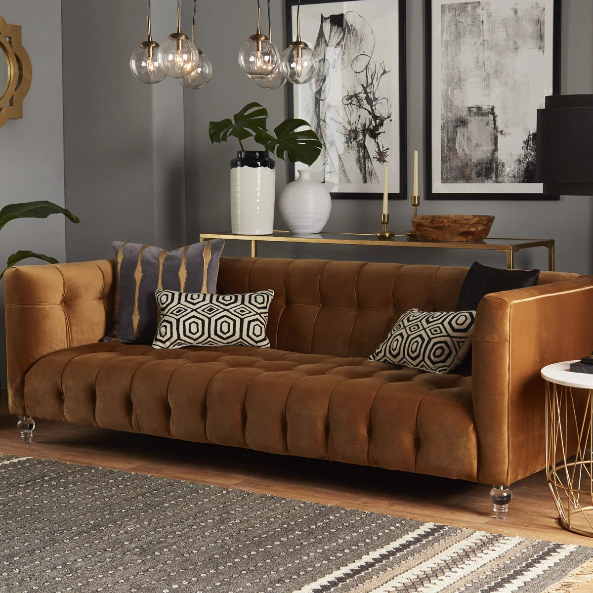 Navy Velvet Sofa