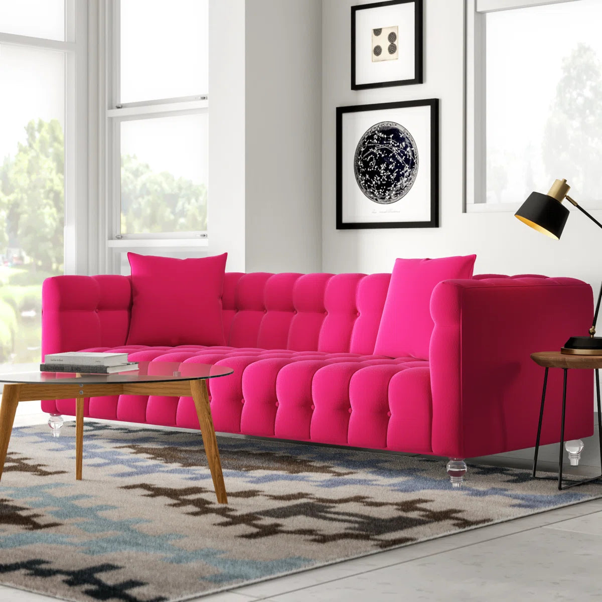 Navy Velvet Sofa