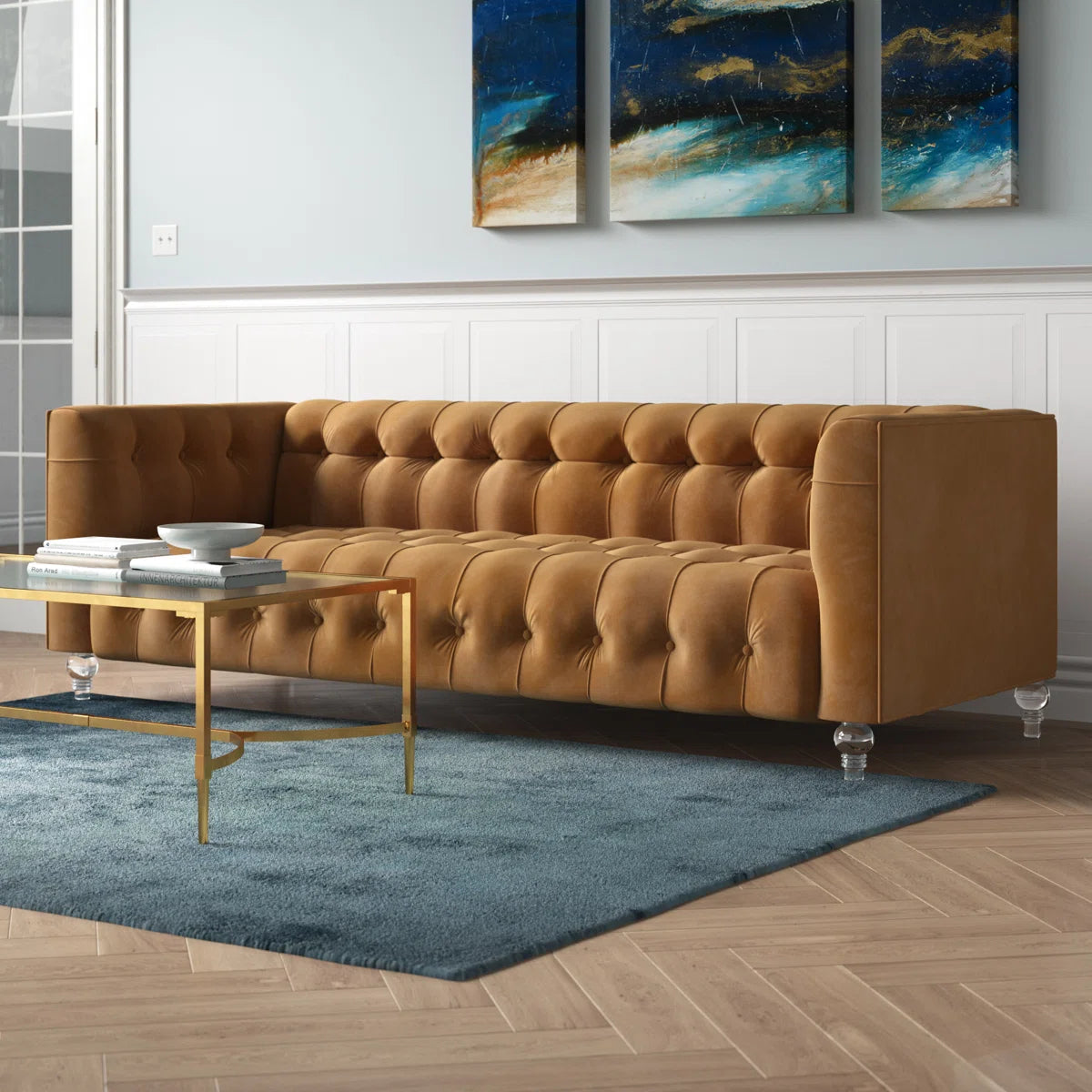 Navy Velvet Sofa