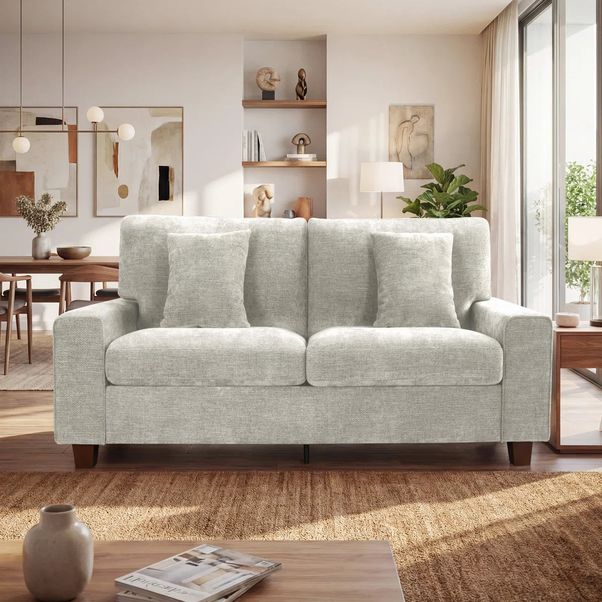 Sofa Square Arms Sofa Modern Style Loveseat