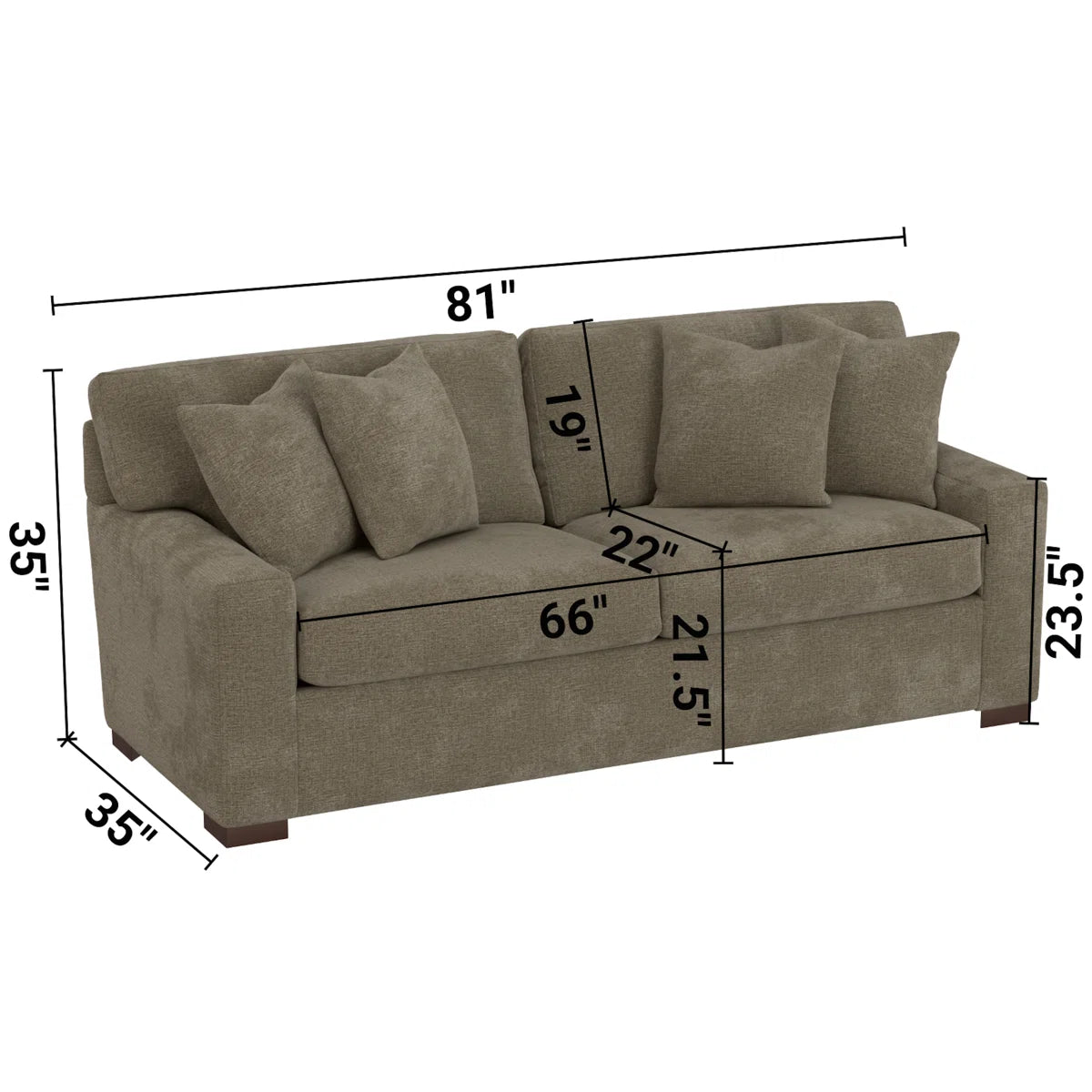 Square Arm Sleeper Sofa with Reversible Cushions