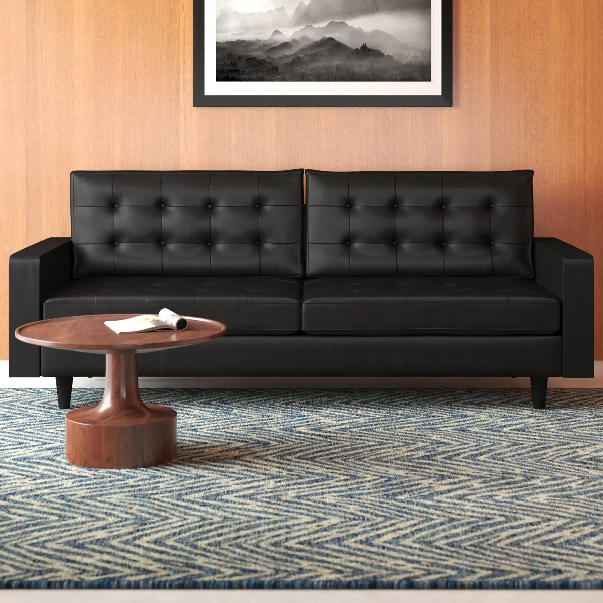 Tufted Bonded Leatherette Sofa