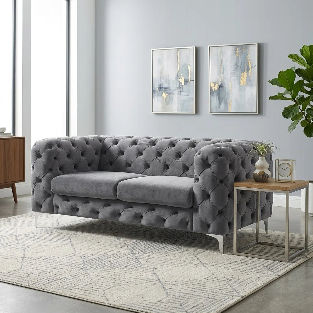 Tufted Velvet Chesterfield Loveseat