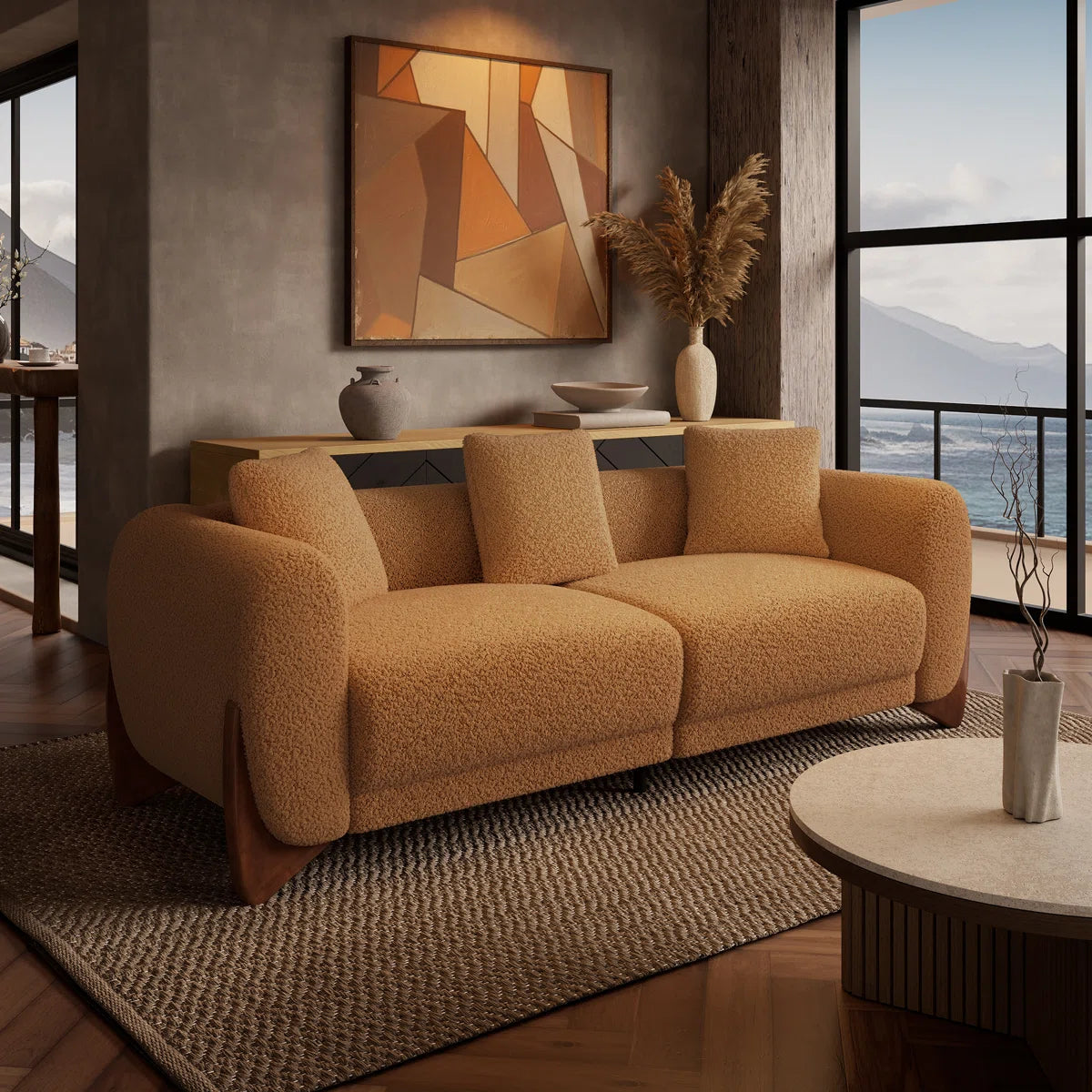 Upholstered Cloud Sofa With Wood Legs