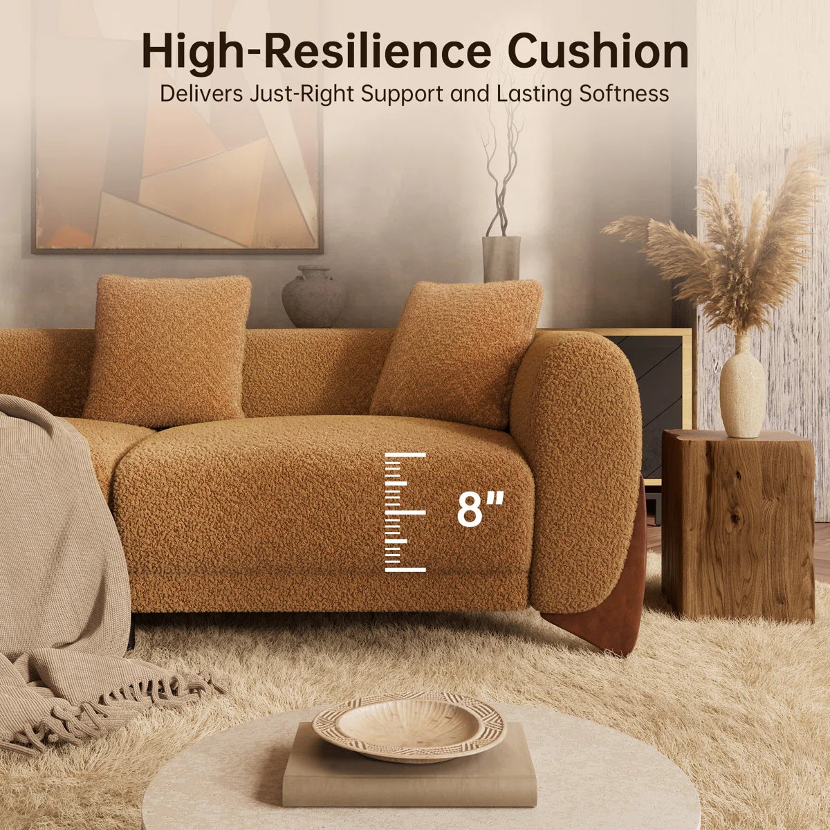 Upholstered Cloud Sofa With Wood Legs