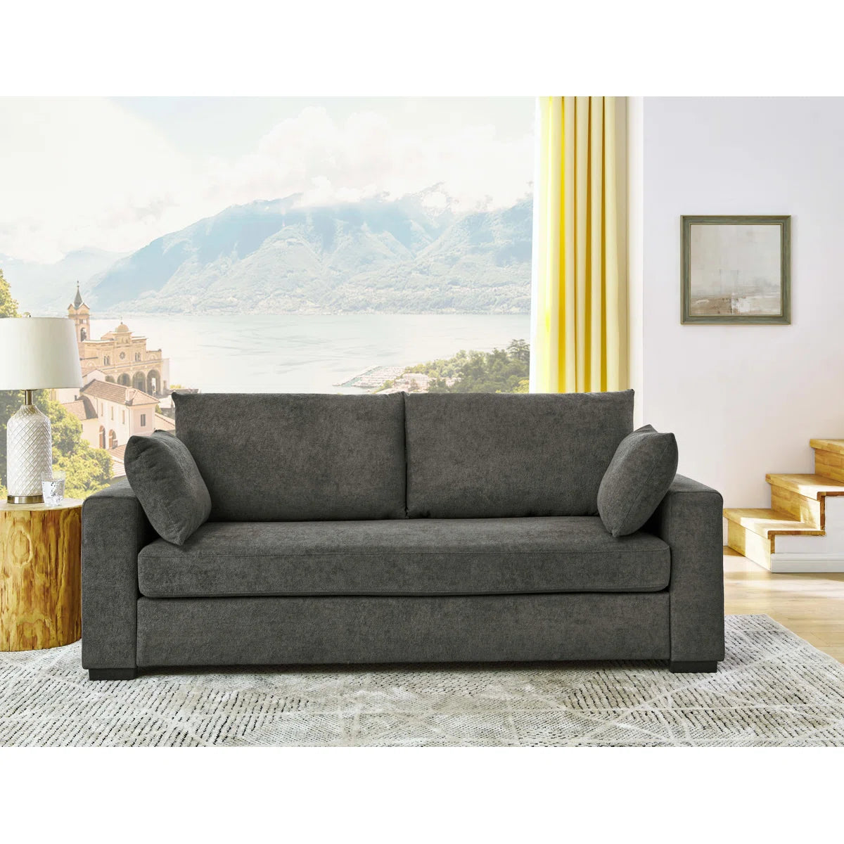 Cushioned Upholstered Sofa For Living Room, 2 Colour Options