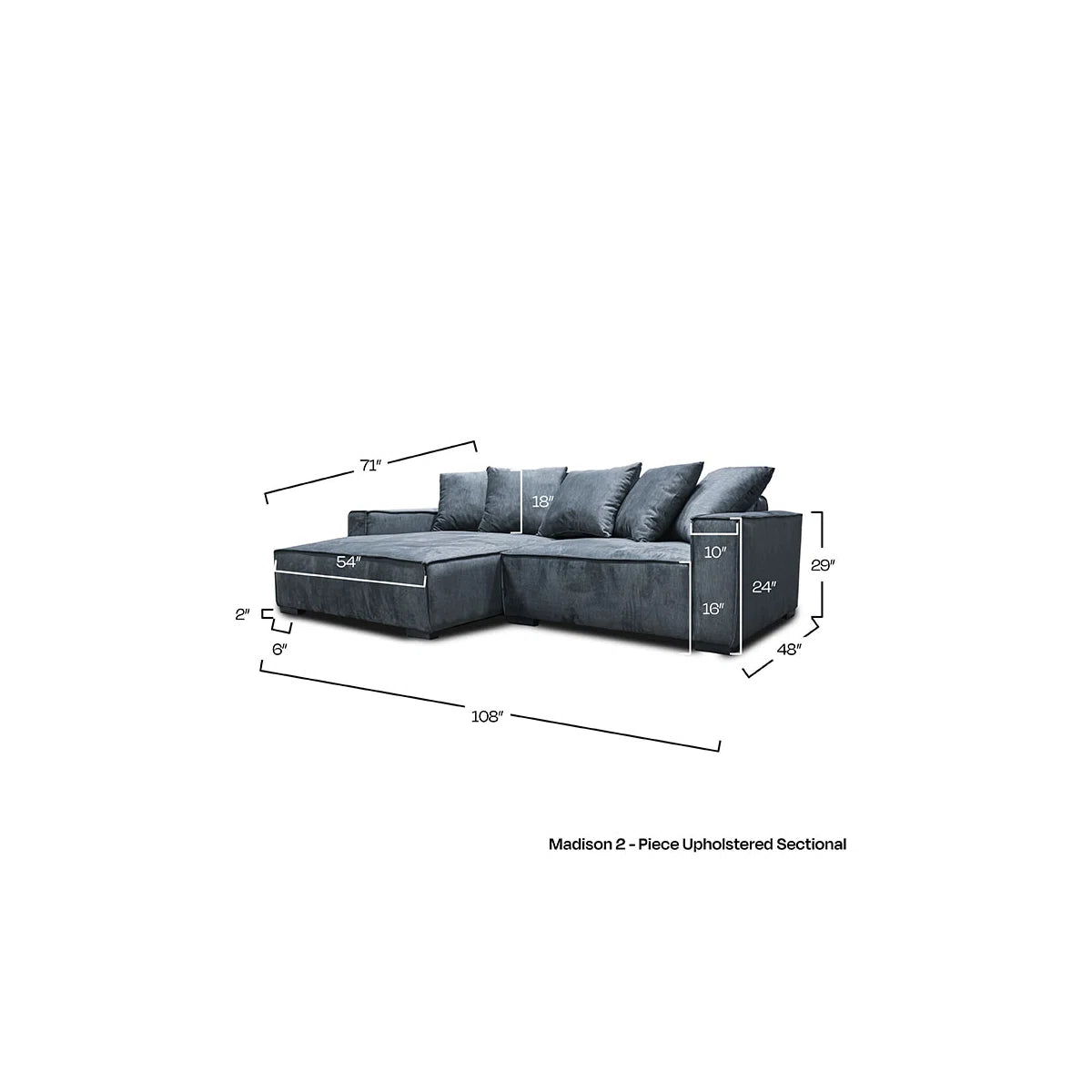Upholstered L-Shaped Sectional Left Hand Facing