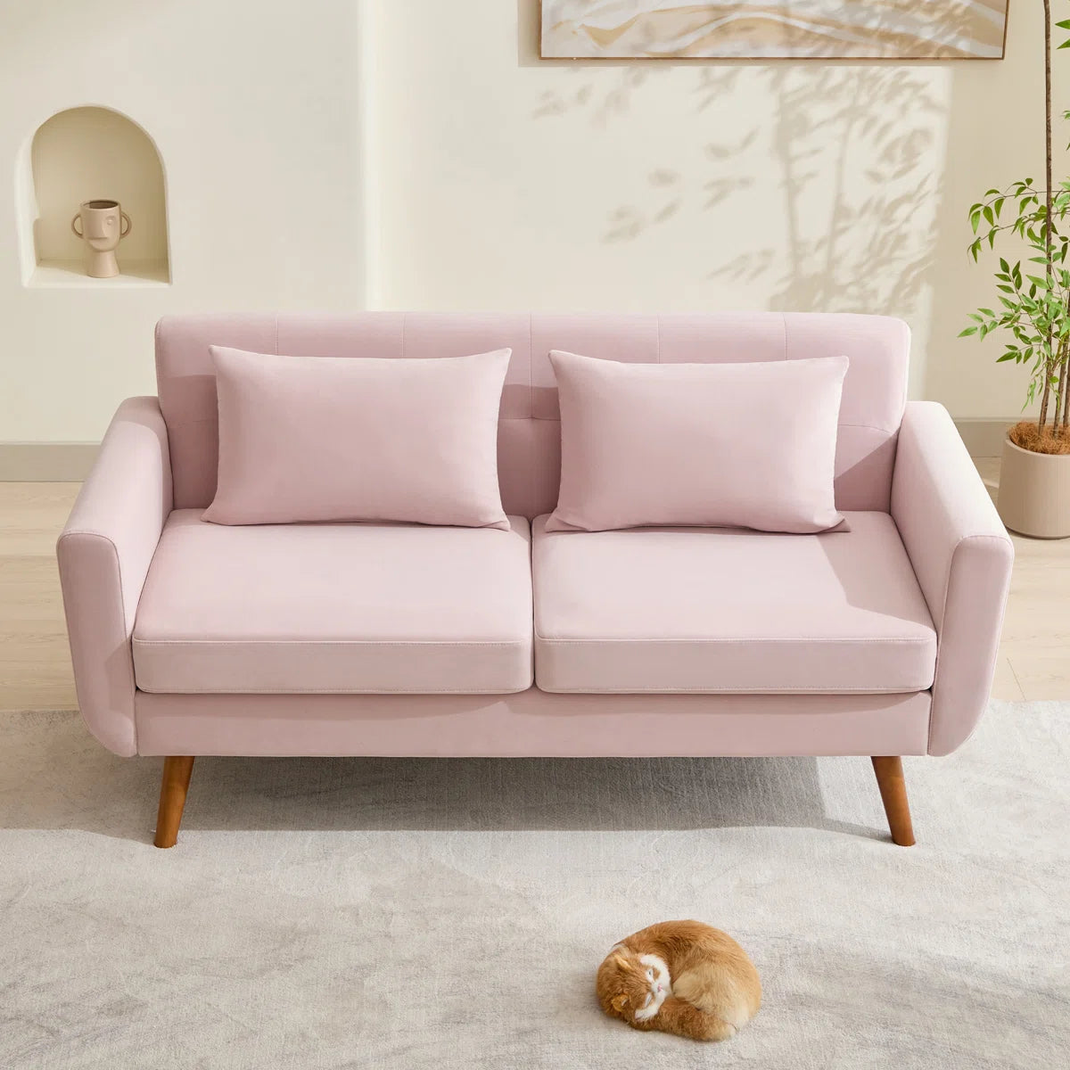 66" Upholstered Loveseat Square Sofa