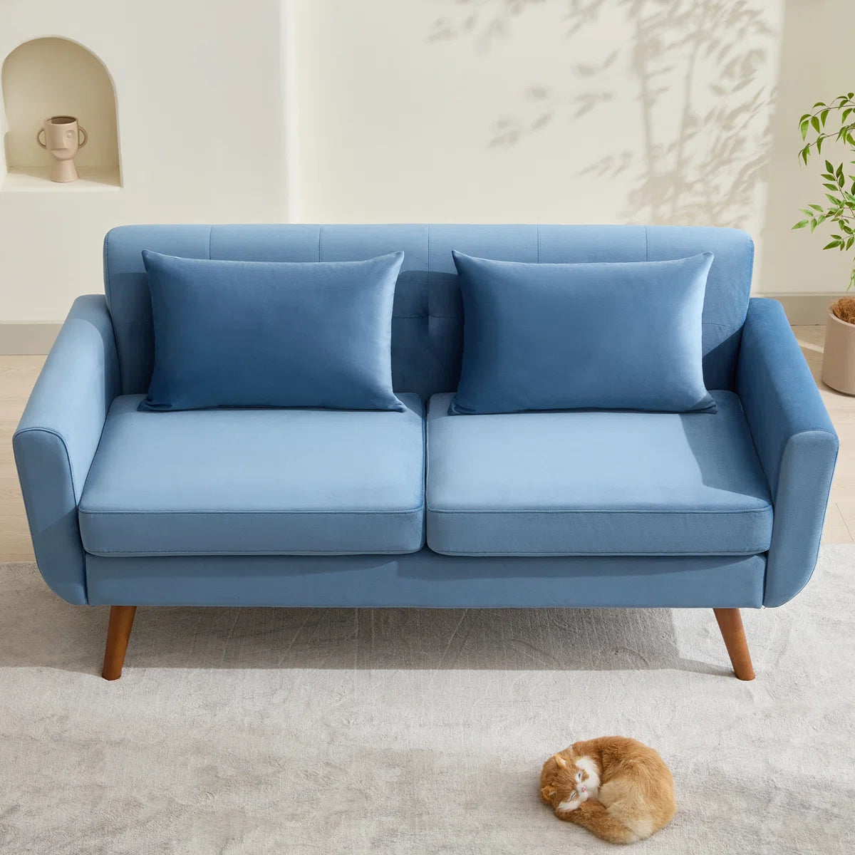 66" Upholstered Loveseat Square Sofa
