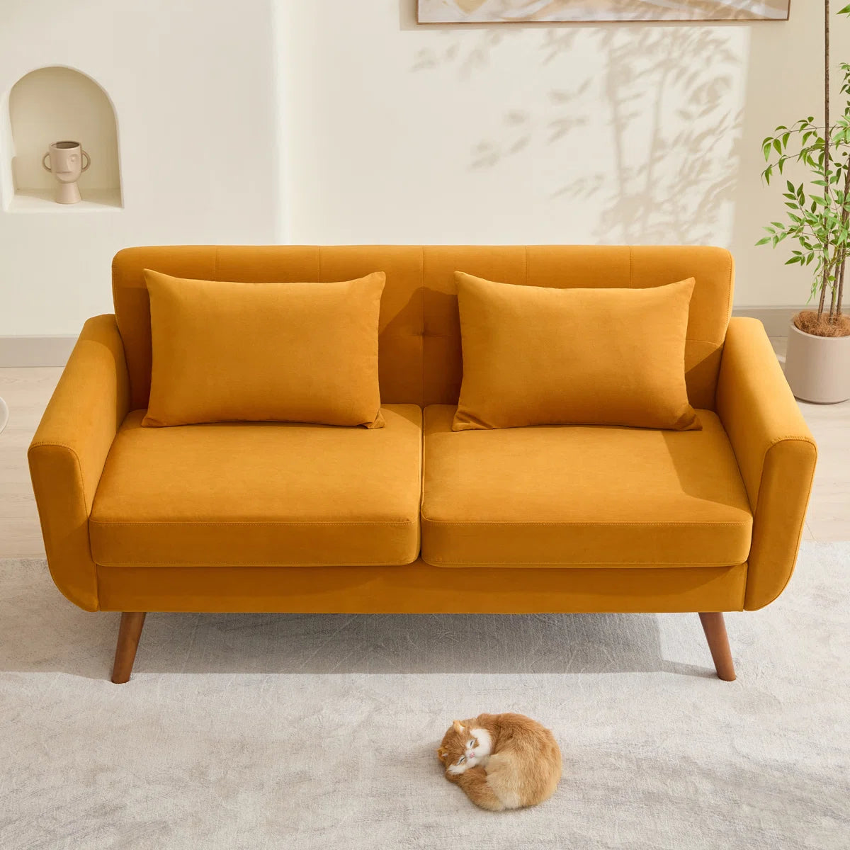 66" Upholstered Loveseat Square Sofa