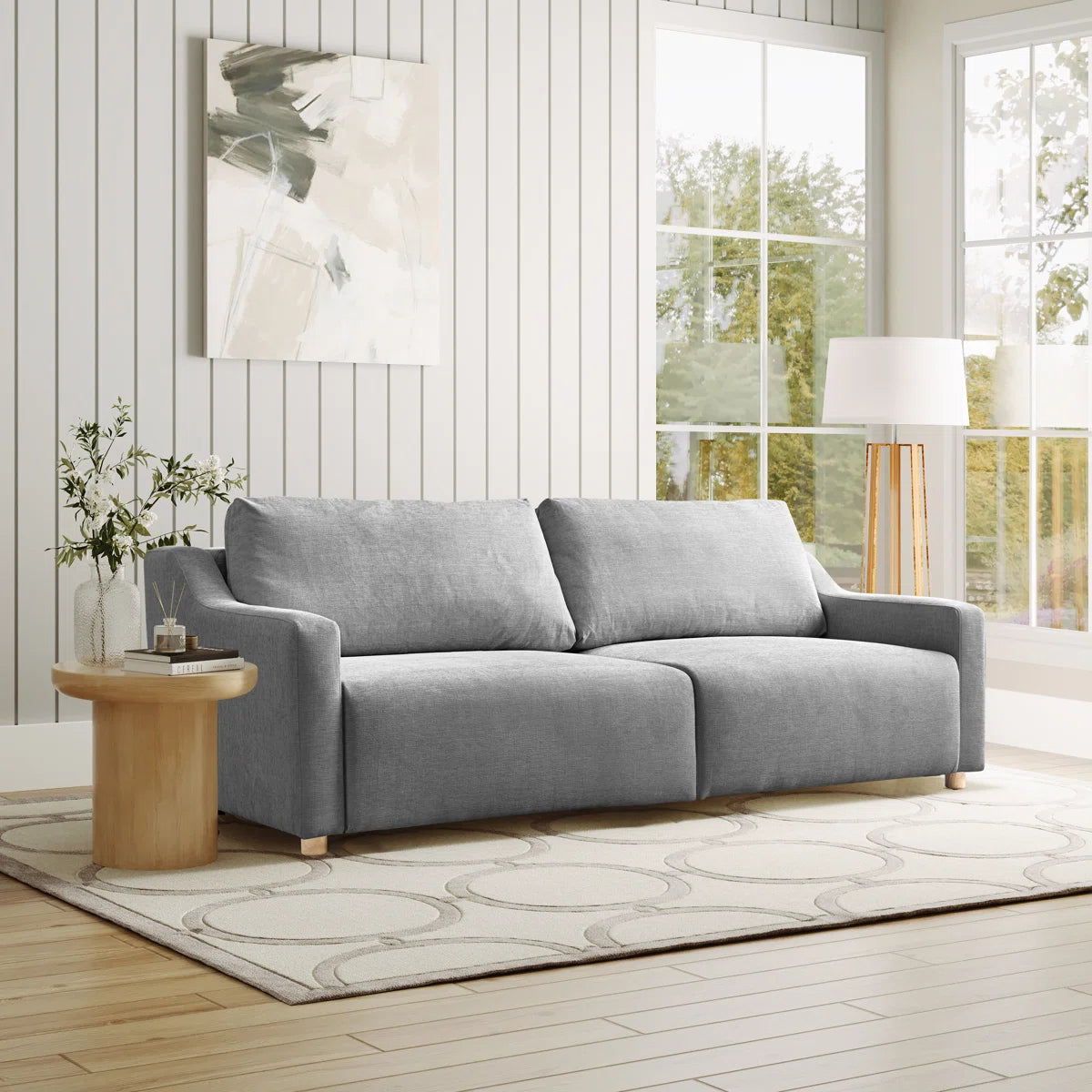 90.2" Upholstered Queen Size Convertible Sleeper Sofa