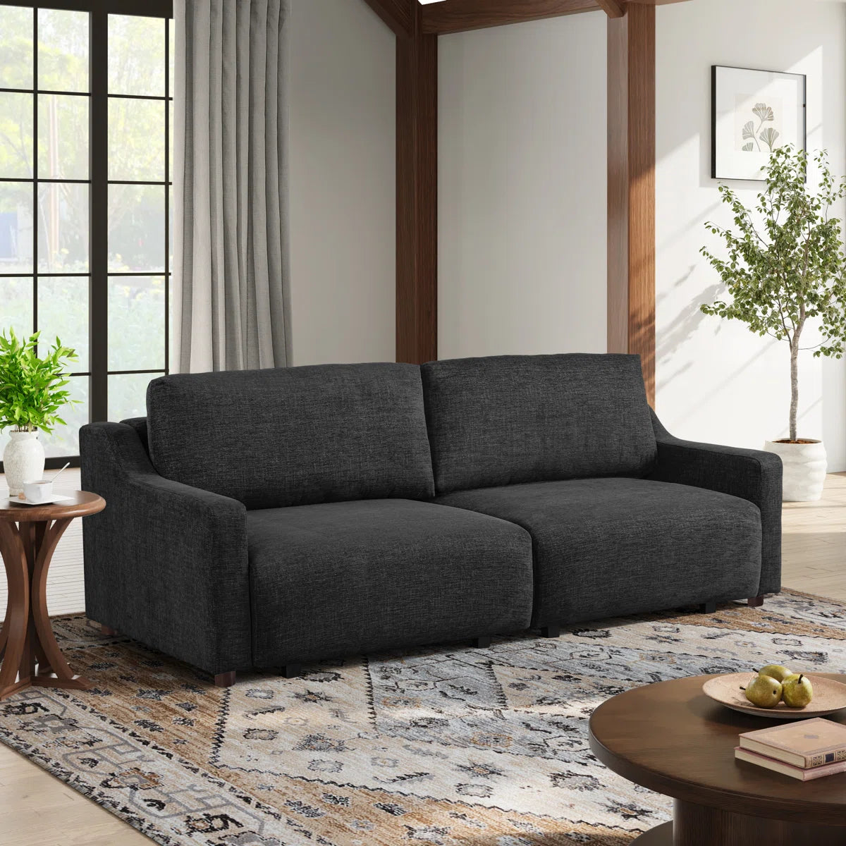 90.2" Upholstered Queen Size Convertible Sleeper Sofa