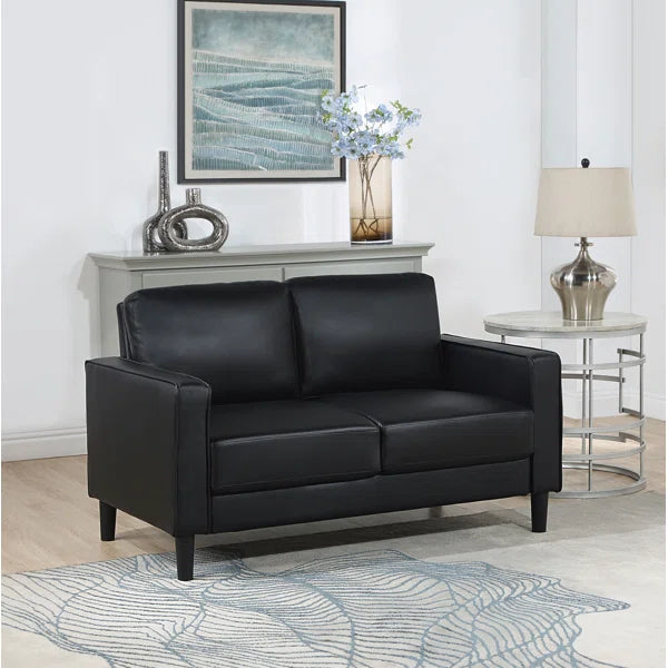 Upholstered Track Arm Loveseat Black