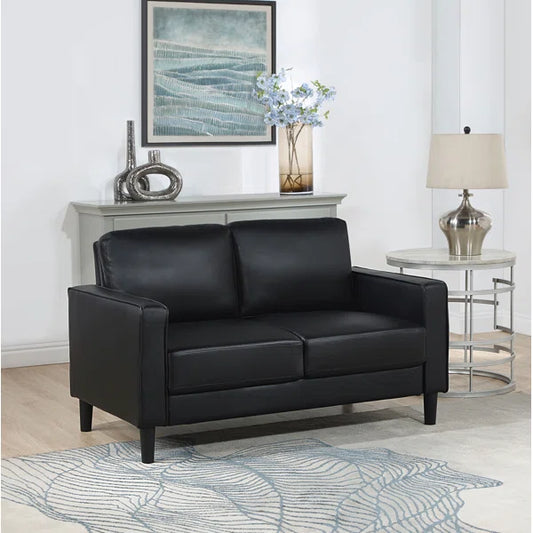 Upholstered Track Arm Loveseat Black