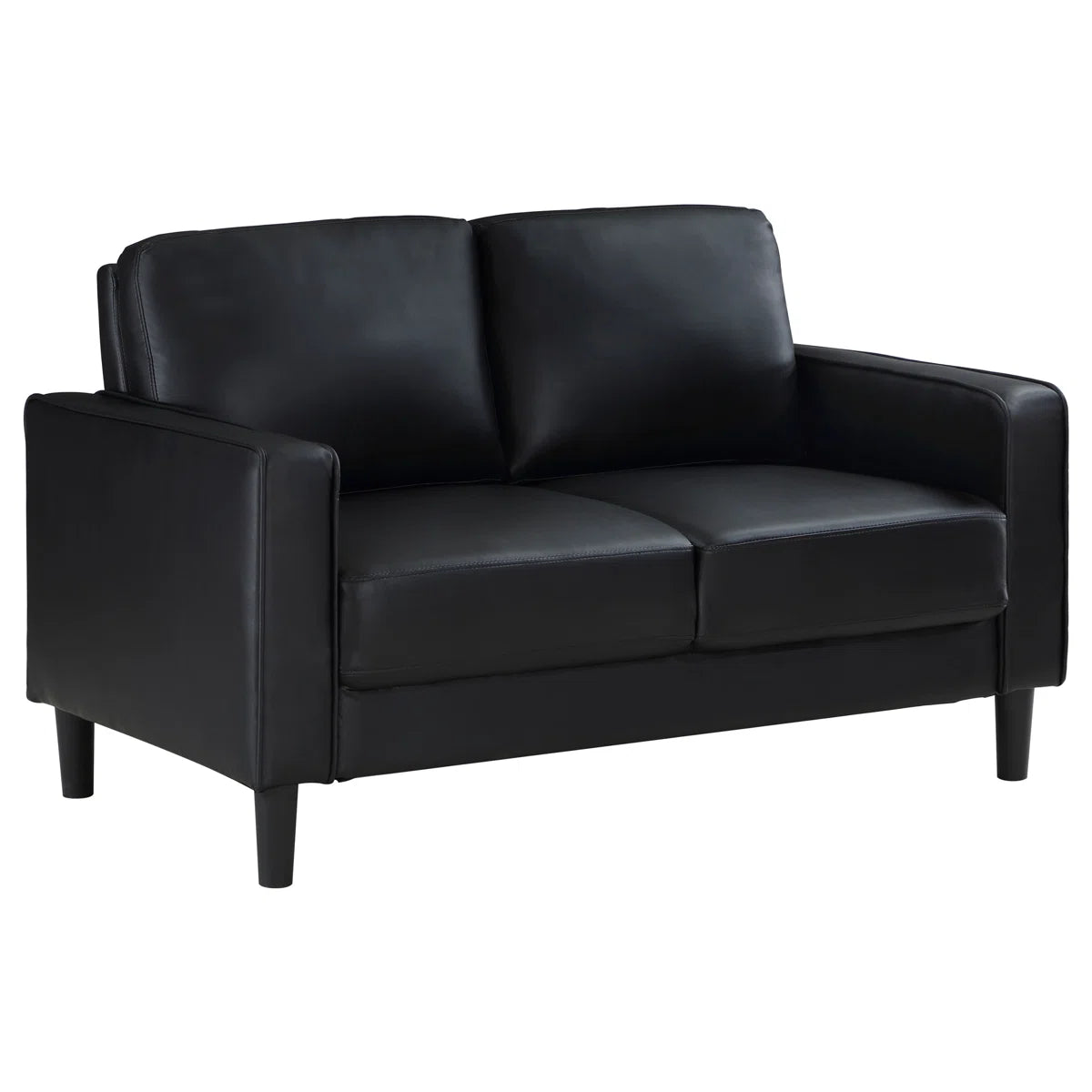Upholstered Track Arm Loveseat Black