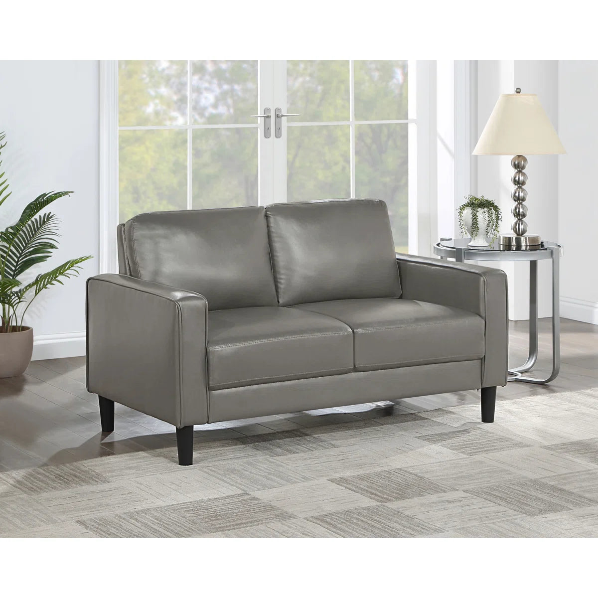 Upholstered Track Arm Loveseat Black