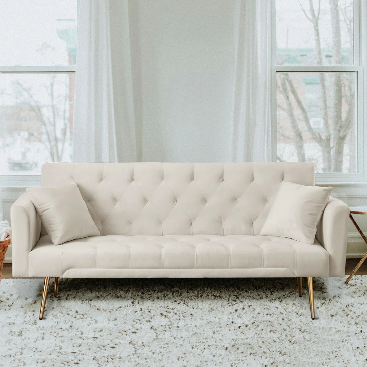 Modern Style 71.65‘’ Upholstered Velvet Sleeper Sofa