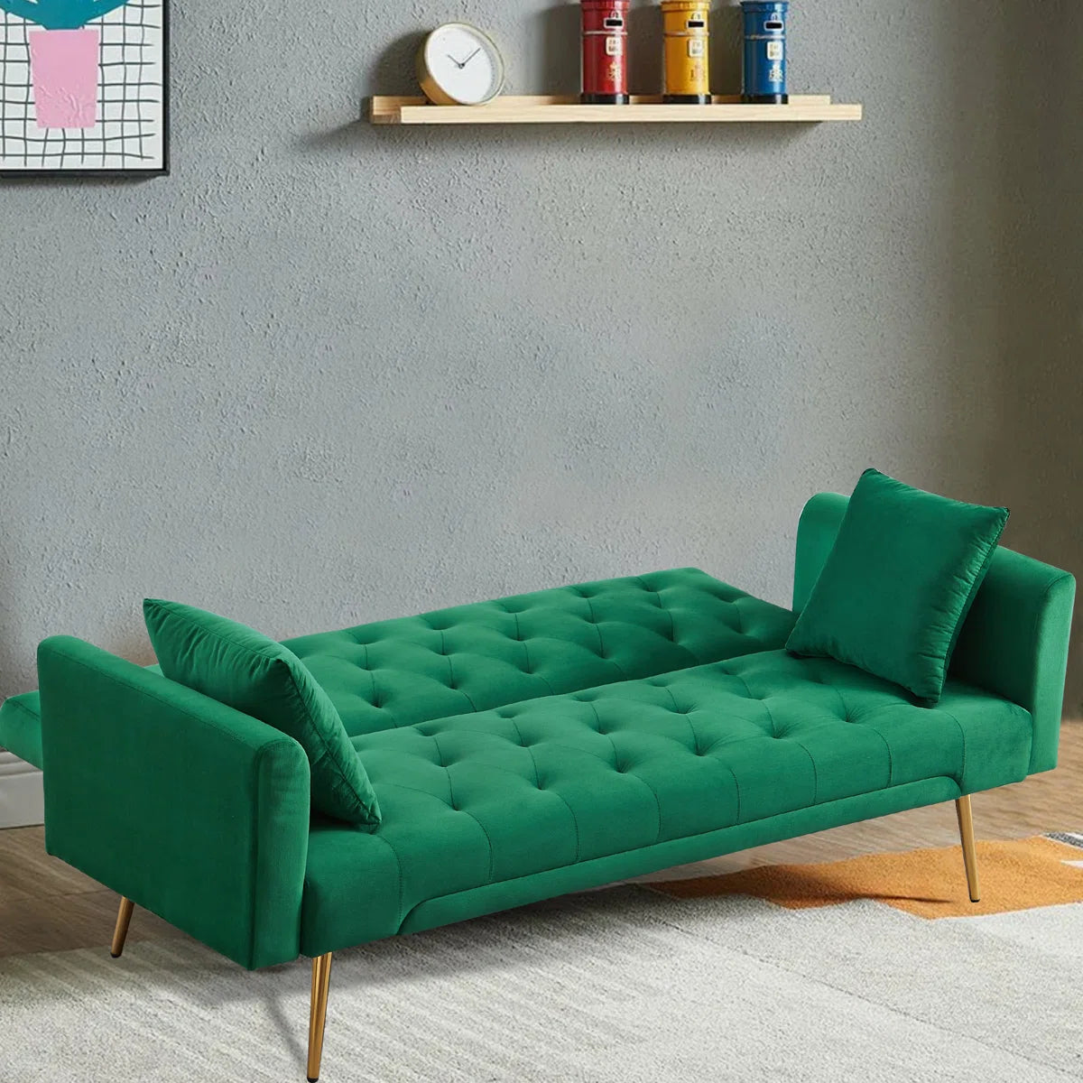 Modern Style 71.65‘’ Upholstered Velvet Sleeper Sofa
