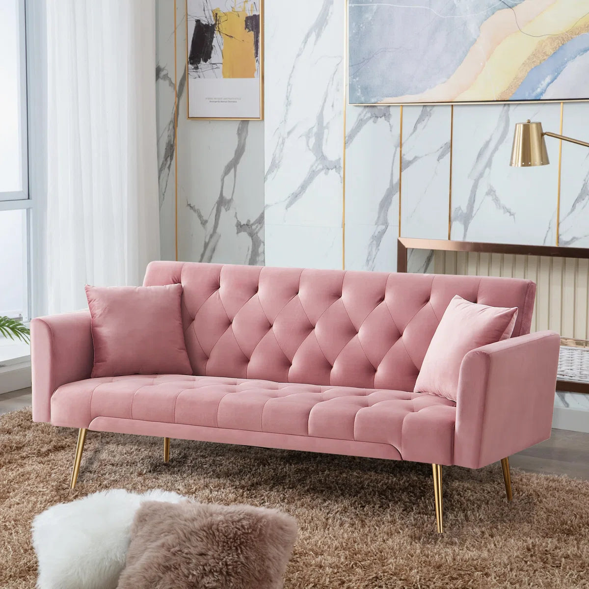 Modern Style 71.65‘’ Upholstered Velvet Sleeper Sofa