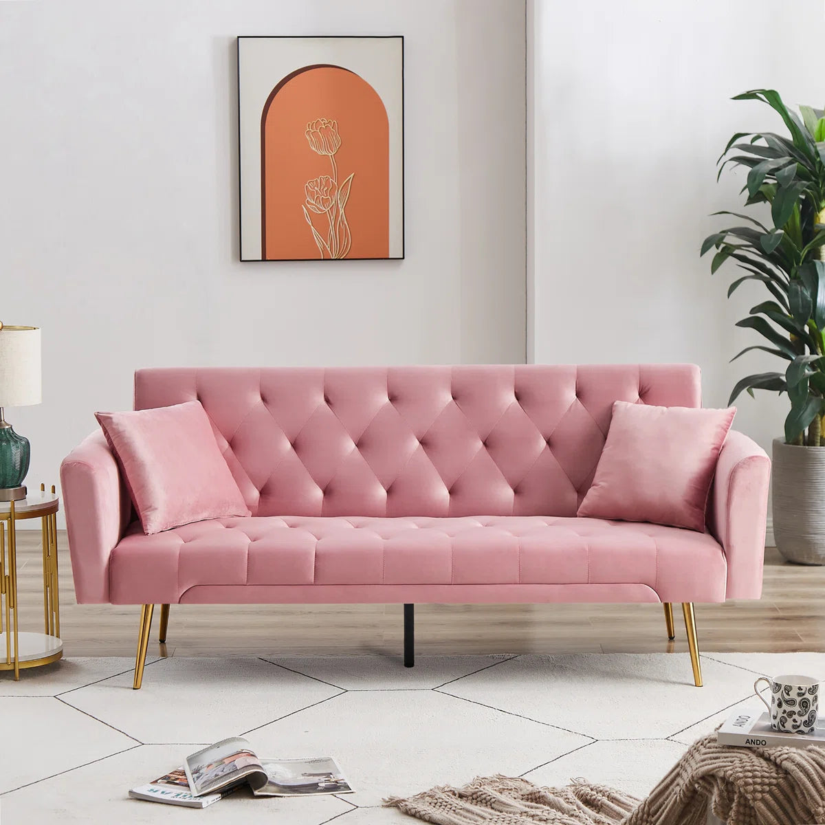 Modern Style 71.65‘’ Upholstered Velvet Sleeper Sofa