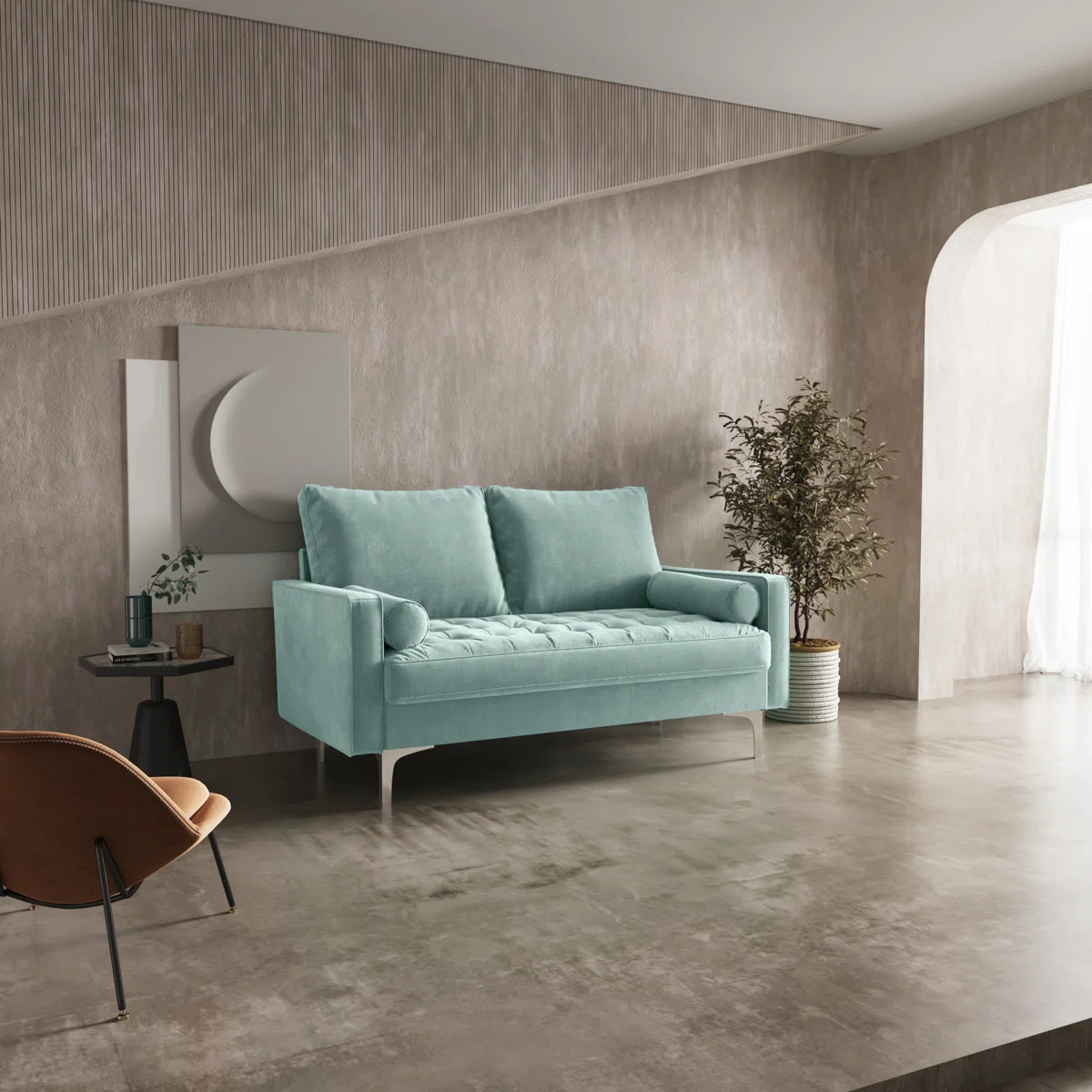 58" Velvet Square Arm Sofa Loveseat