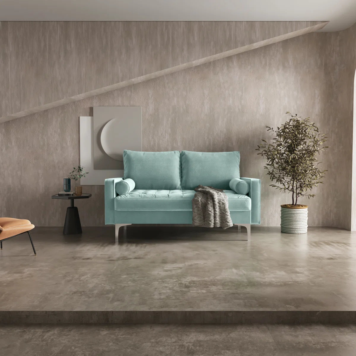 58" Velvet Square Arm Sofa Loveseat