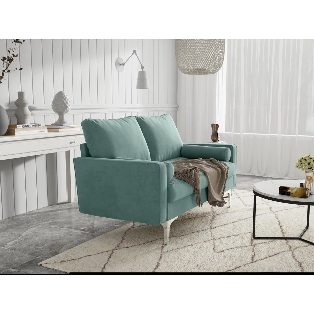 58" Velvet Square Arm Sofa Loveseat