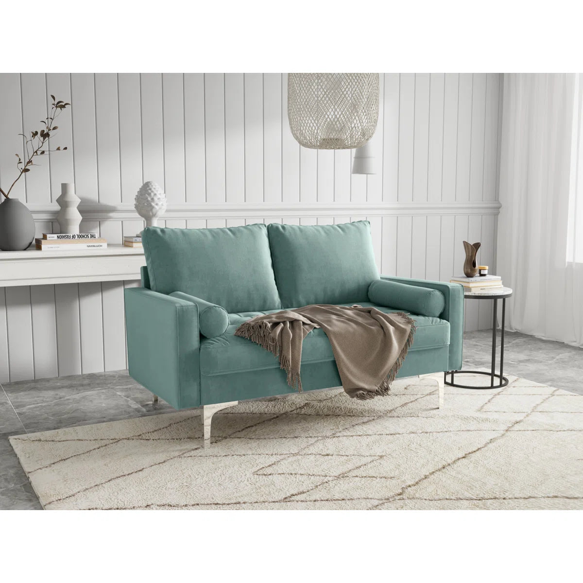 58" Velvet Square Arm Sofa Loveseat