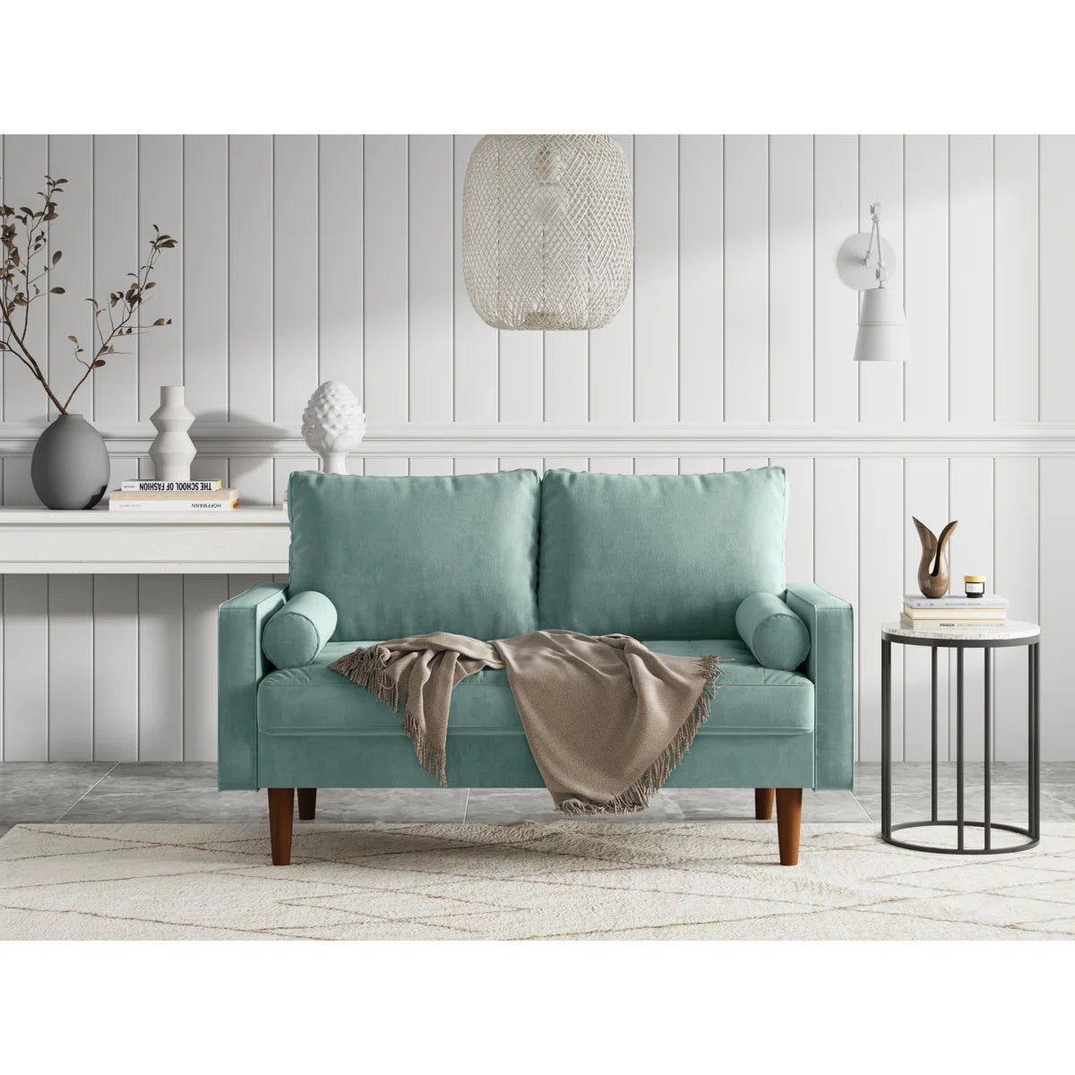 58" Velvet Square Arm Sofa Loveseat