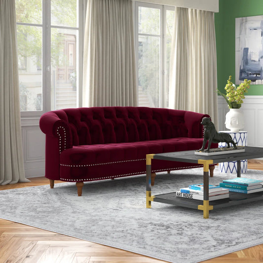 Velvet Rolled Arm Chesterfield