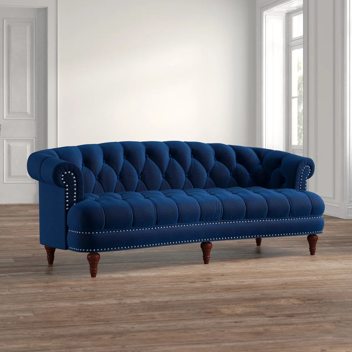 Velvet Rolled Arm Chesterfield
